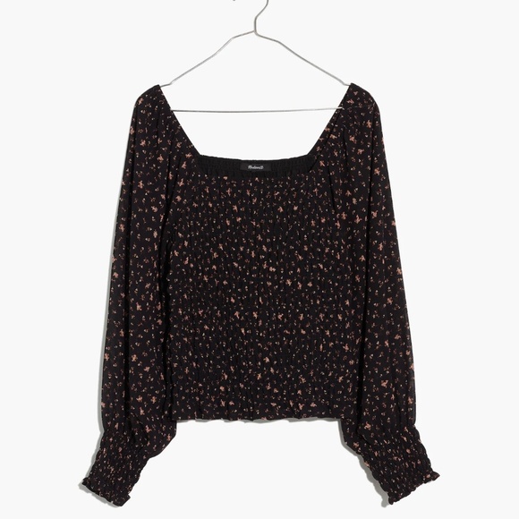 Madewell | (Re)sourced Georgette Lucie Bubble-Sleeve Smocked Top in Stem Scatter - Picture 8 of 8
